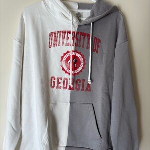Game day Couture University of Georgia Two-Tone Gray & White  Hoodie Sweatshirt